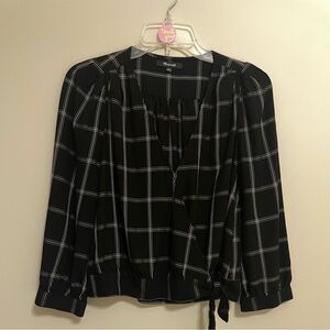 Madewell Black and White Wrap Plaid‎ Top Size Medium